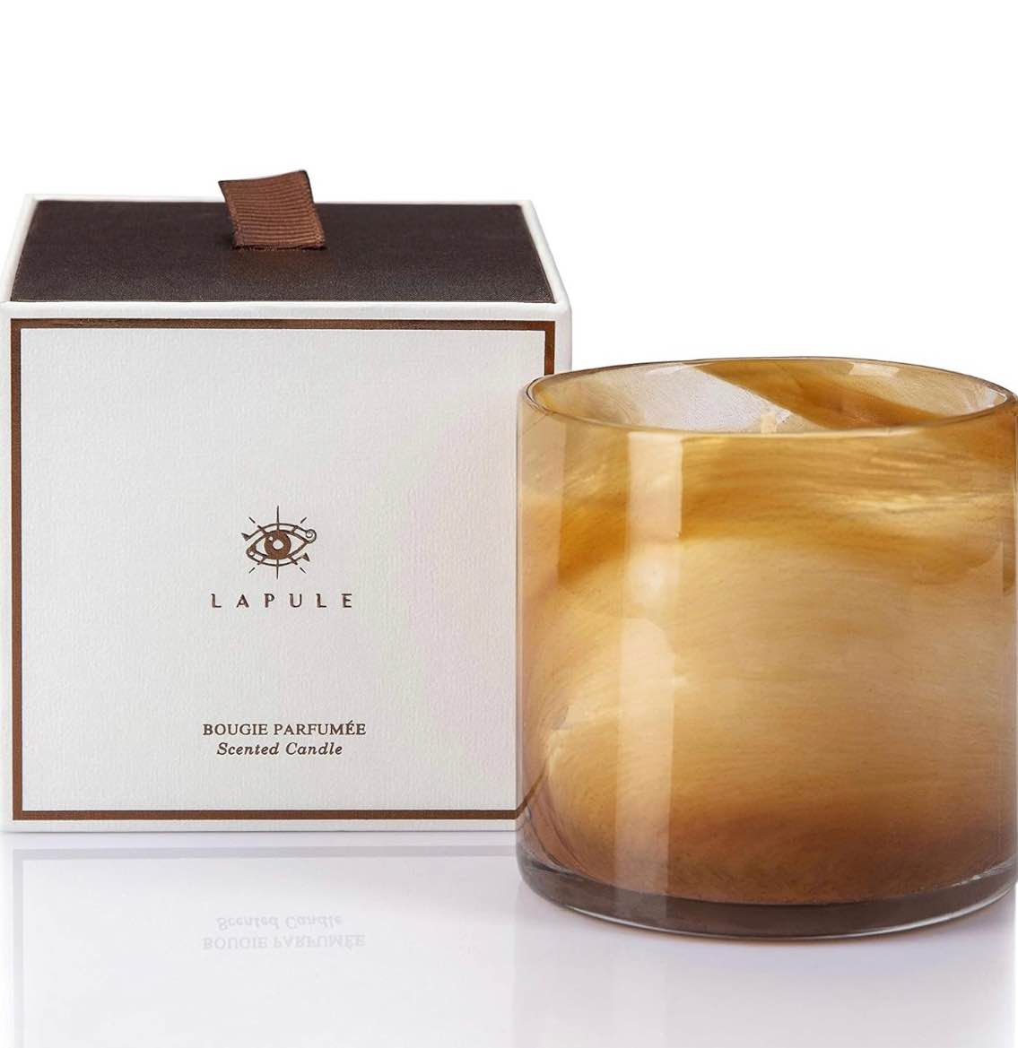 Lapule Luxury Wood Scented Candle in Handblown Decorative Glass Jar | Long Burning Aromatherapy Soy Wax Candles with Natural Fragrance Essential Oils | for Men Gifts | Home and Bath Decor