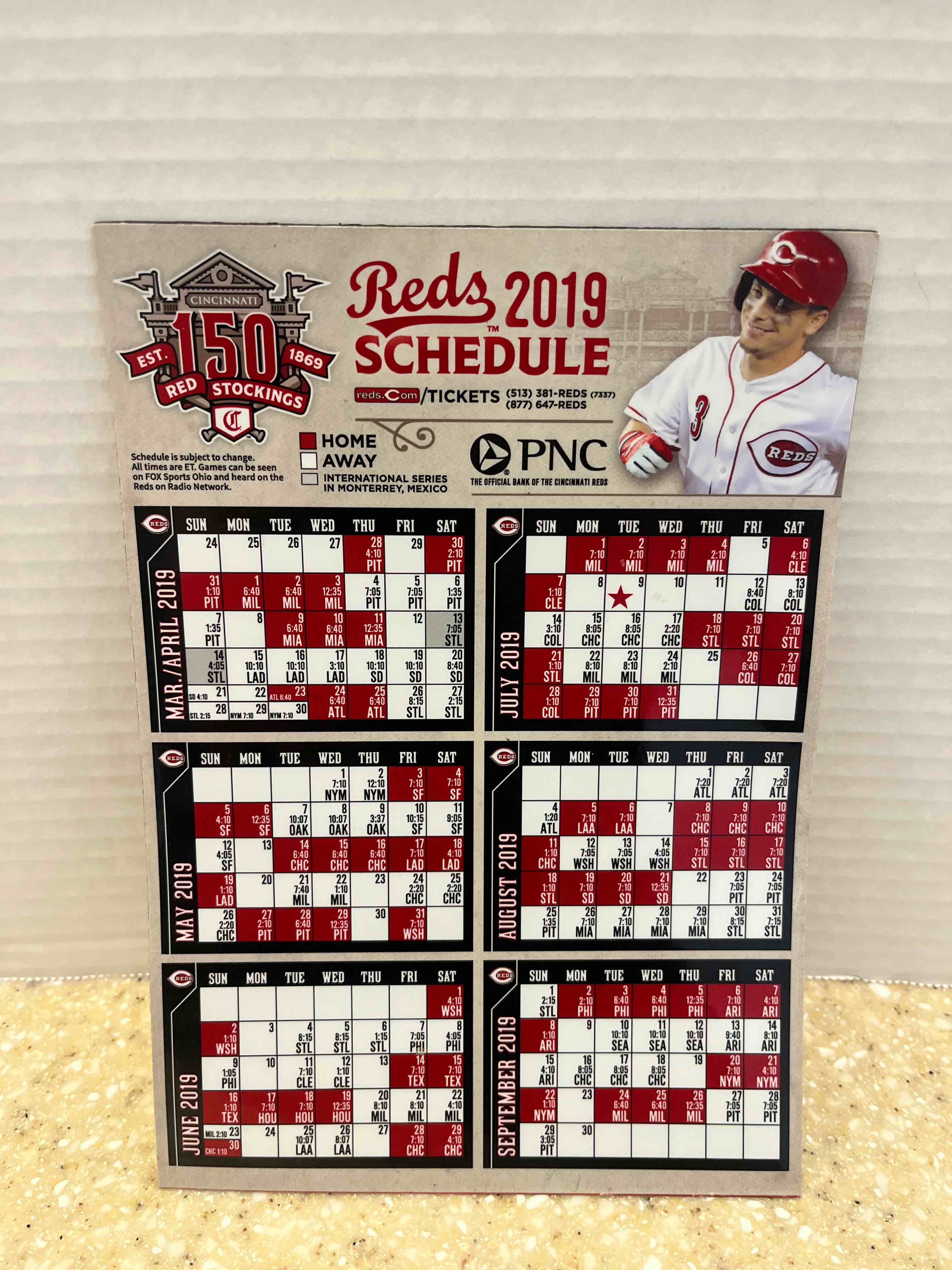 Cincinnati Reds 2019 Collectible Magnetic Schedule 