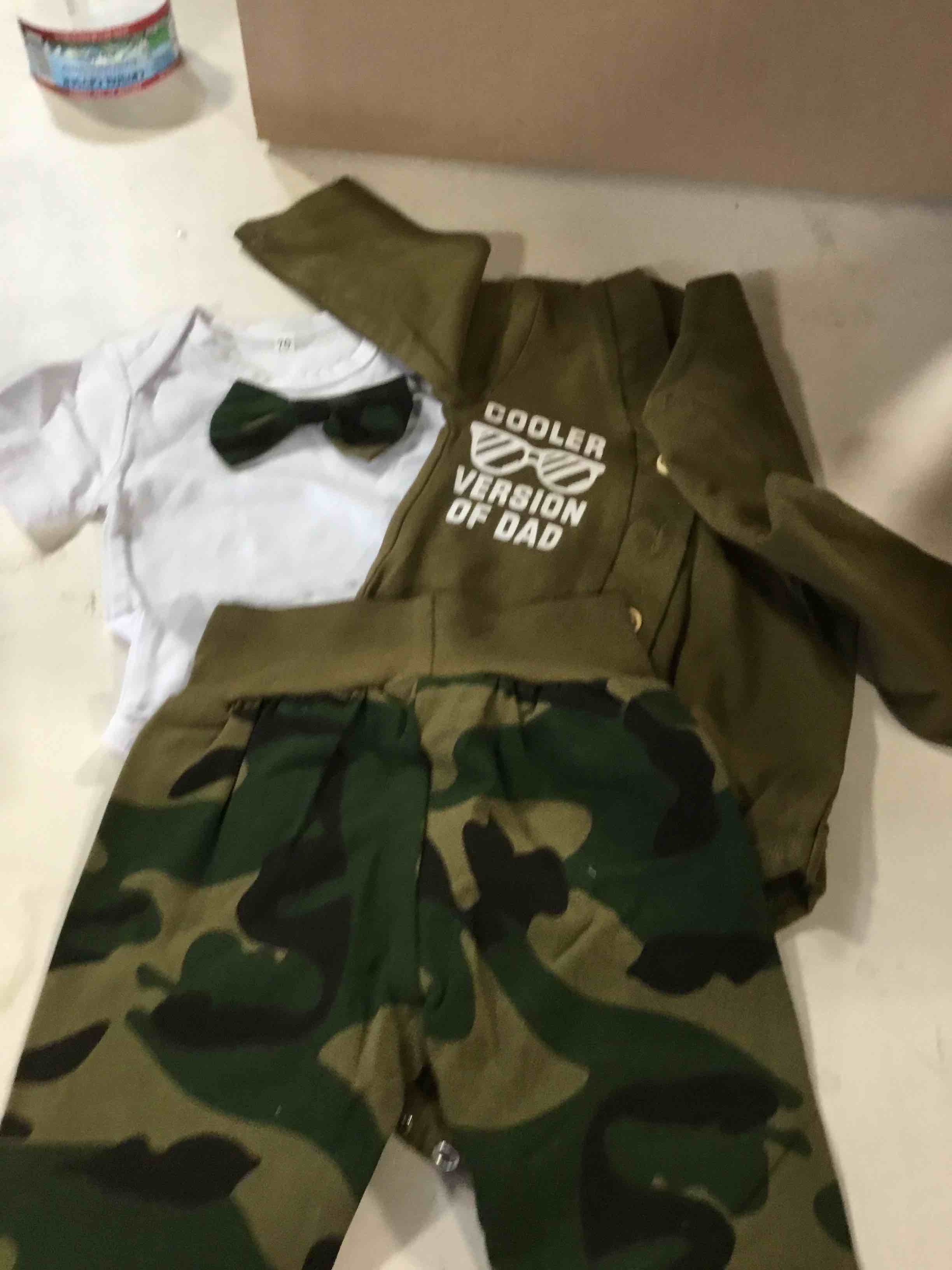 Cooler Version of Dad Onesie and Bow Tie Shirt with Camouflage  Pants