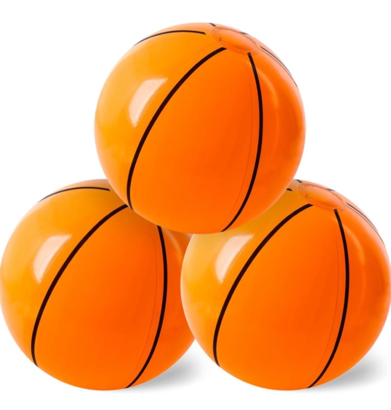 LovesTown Inflatable Basketballs, Large 12 Inches Basketball Beach Ball Bulk for Sports Themed Basketball Party Decorations Favors, Fun Beach Pool Games Toys for Kids