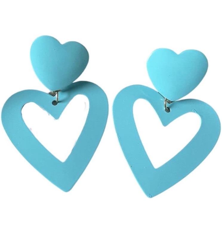 Double Heart Dangle Drop Earring Pink Love Heart Dangle Earrings for Women