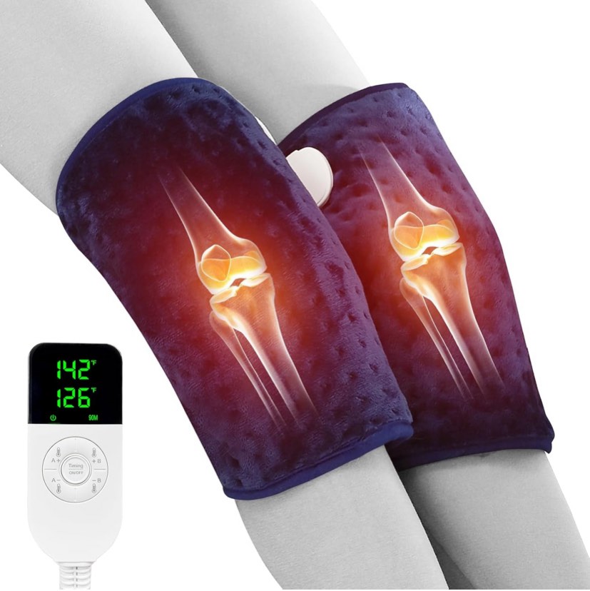 Knee Heating Pad, 2 Pcs Hands-Free Heated Knee Heating Pad for Knee, 86?~158? Adjustable Temp, 30/60/90min Auto-Off, Fast Heating Electric Heat Pad for Knee Pain Relief, Joint Pain Relief, Arthritis