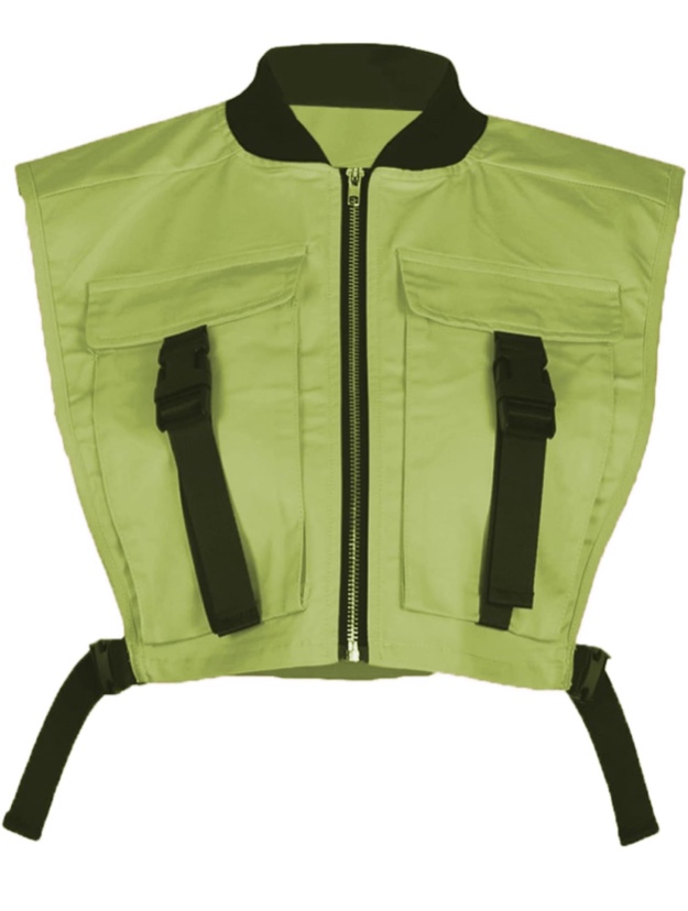 Size X-Small Women's Sexy Crop Cargo Vest Sleeveless Buckle Zip Up Vest Jacket Tops Steampunk Streetwear with Pockets