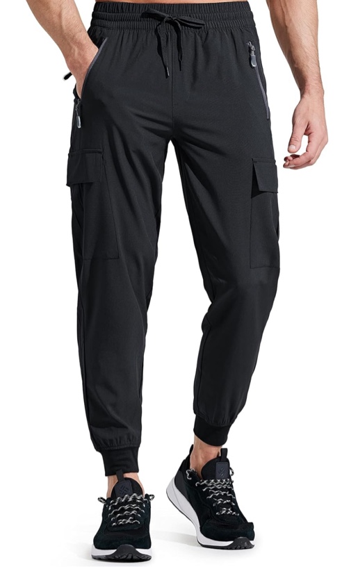 X-Large Men's Lightweight Joggers Quick Dry Cargo Hiking Pants Track Running Workout Athletic Travel Golf Casual Outdoor Pants