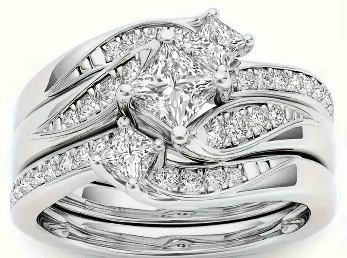 Gorgeous 925 Silver Citrine Sapphire Ring Sz 8