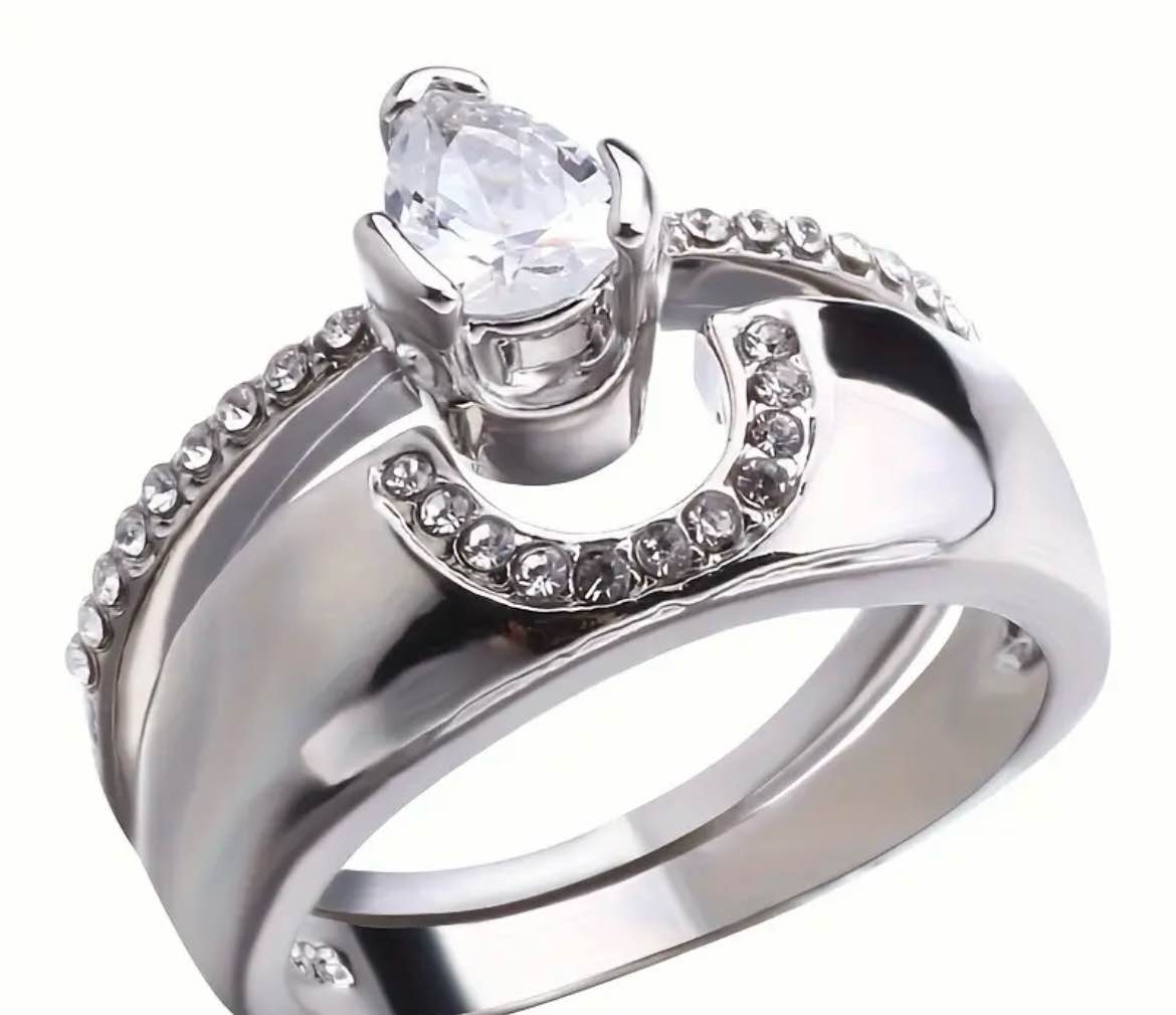 Gorgeous 925 Silver Citrine Sapphire Ring Sz 8