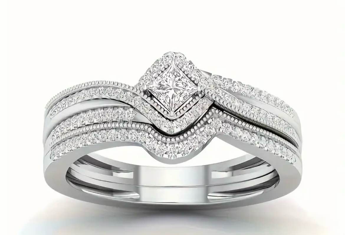 Gorgeous 925 Silver Citrine Sapphire Ring Sz 8