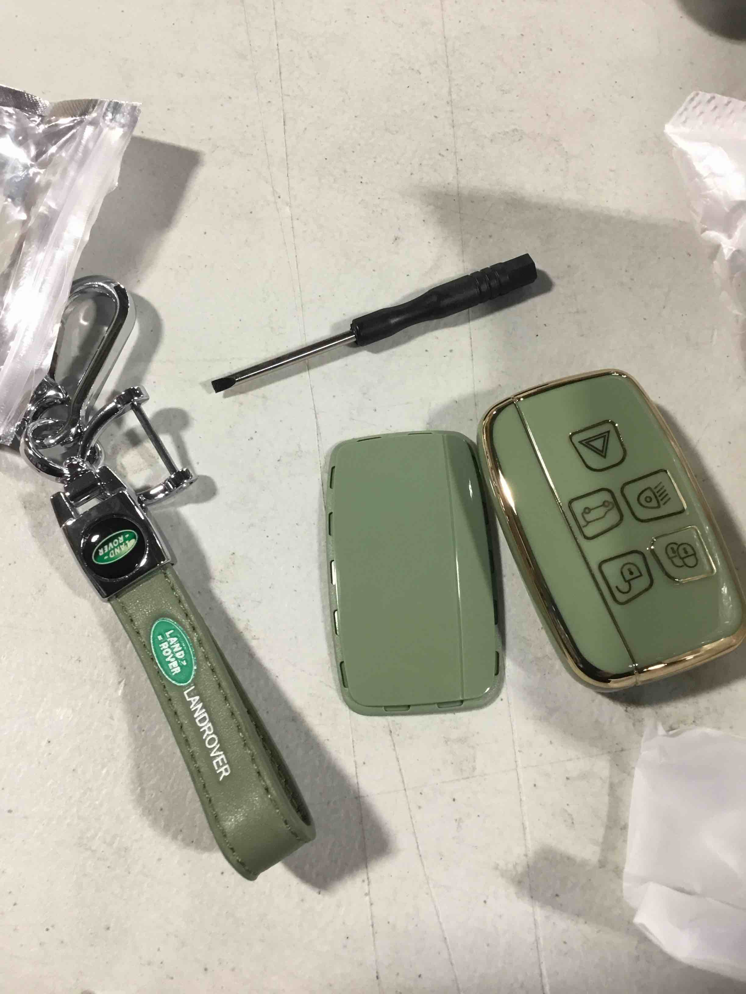 Gematay for Land Rover Key Fob Cover with Keychain, Key Shell Cover Holder for Evoque Velar Sport Discovery Freelander2 LR4 Land Rover Sport Jaguar XF XJ XE F-PACE F-TYPE Smart Key, Green