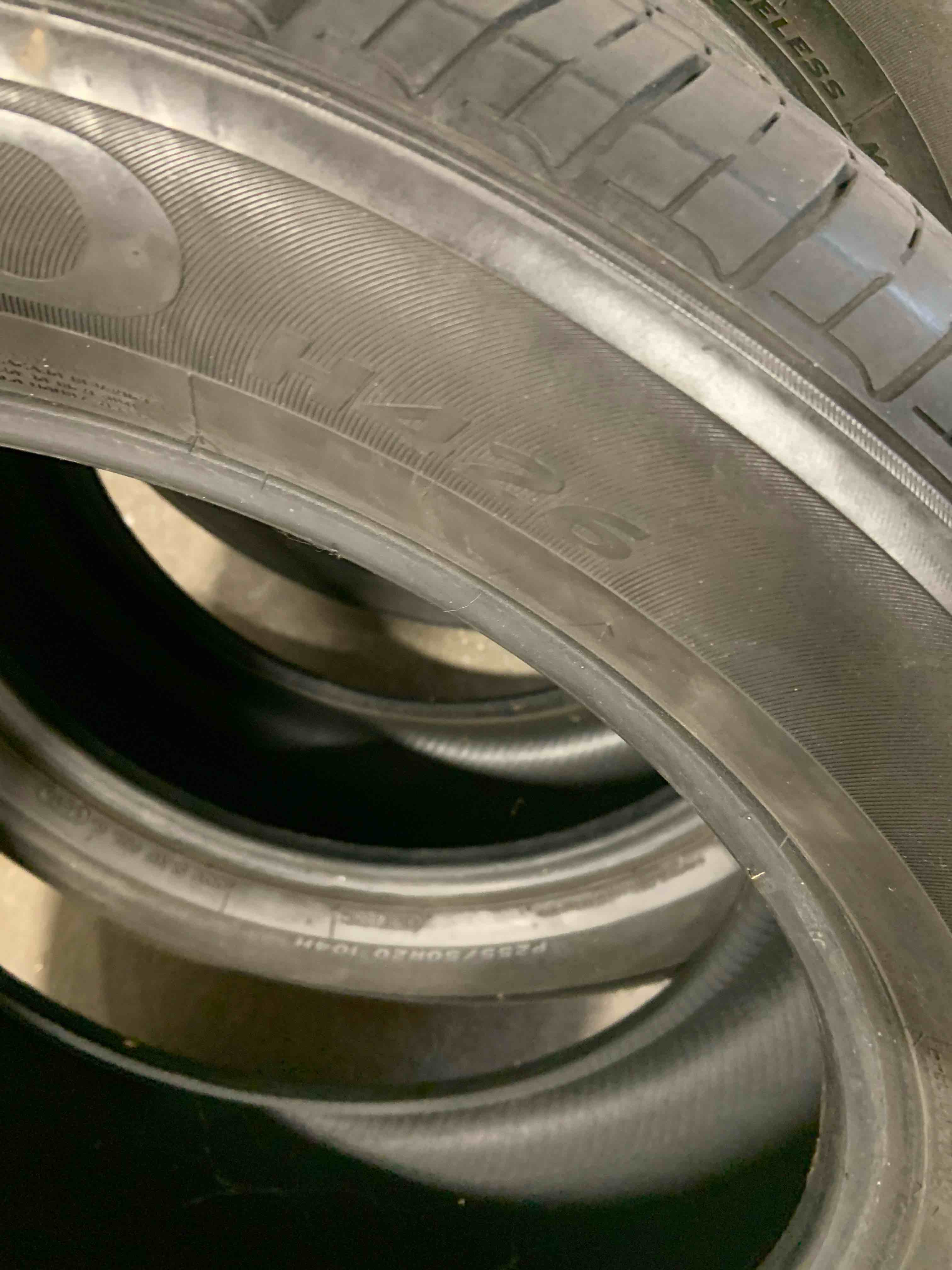 A skid of tires, seven tires and all five are the same size