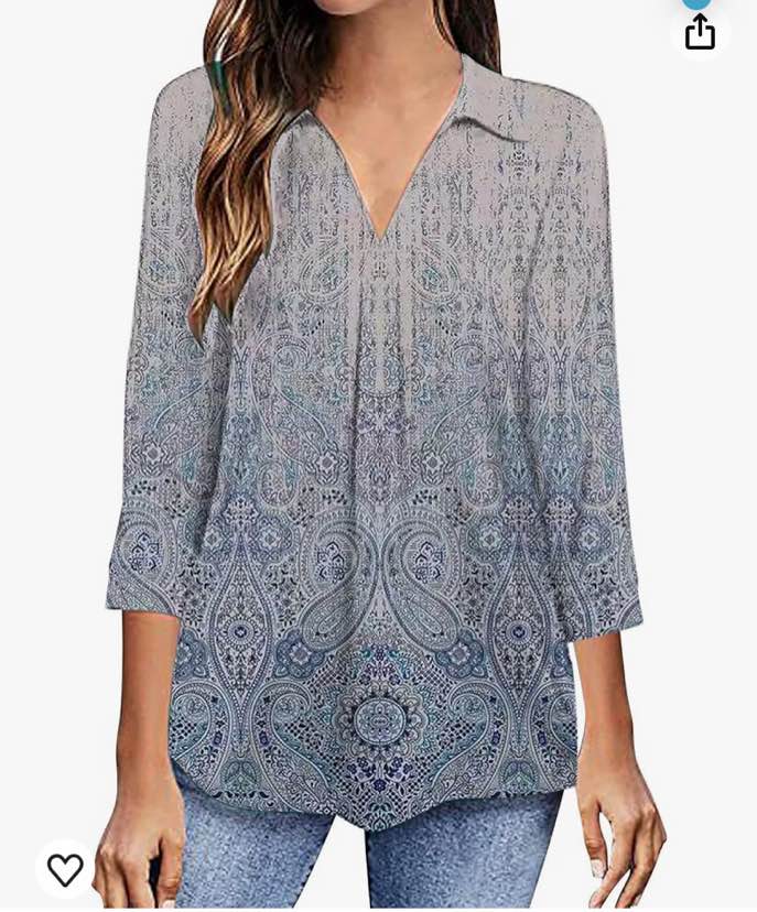 (Women’s X-Large) Visit the DASAYO Store 4.7  4 DASAYO Women's 3/4 Sleeve Boho Tunic Tops Vintage Floral V-Neck Loose Fit Blouses Shirt Going Out Fashion Tunics Clothes