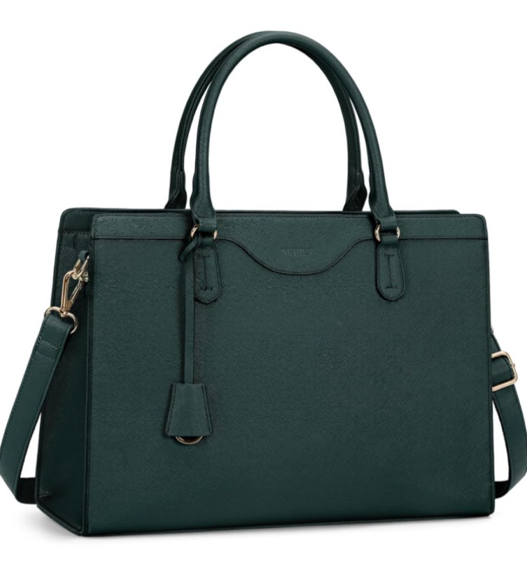 Laptop Bag for Women Leather Work Tote 15.6 Inch Laptop for Computer Bag Waterproof Business Office Professional Large Capacity Handbag Shoulder Bag DeepGreen