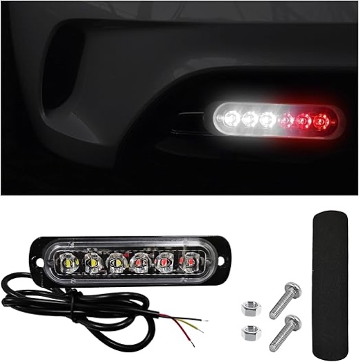 (Red) Dickno LED Emergency Strobe Lights, 6 LED High Brightness Surface Mount Warning Flashing Lights, Universal Vehicle Waterproof Hazard Warning Strobe Lights for Car SUV Truck (Red)