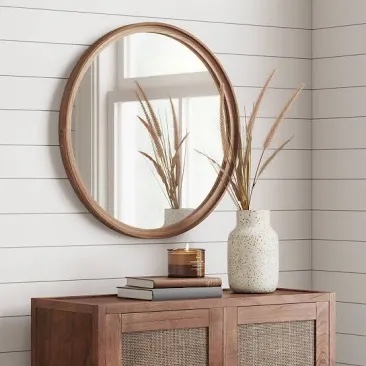 26" Classic Round Wood Mirror Natural - Threshold