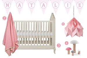 Dusty pink and grey nursery decor.