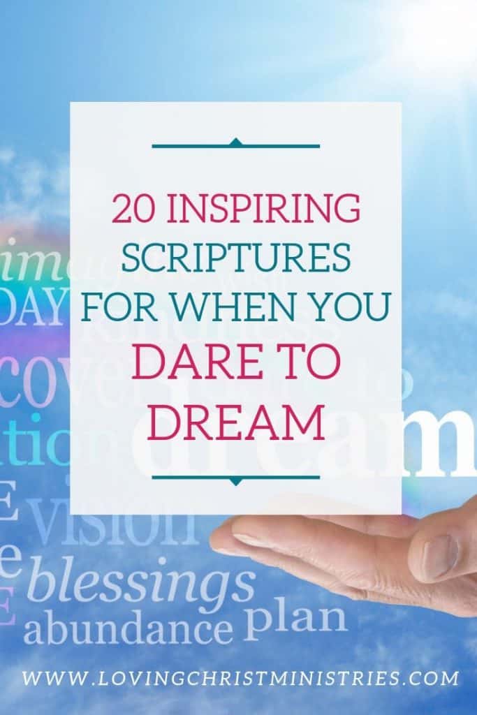 image of hand carrying a rainbow with title text overlay - Dare to Dream scriptures