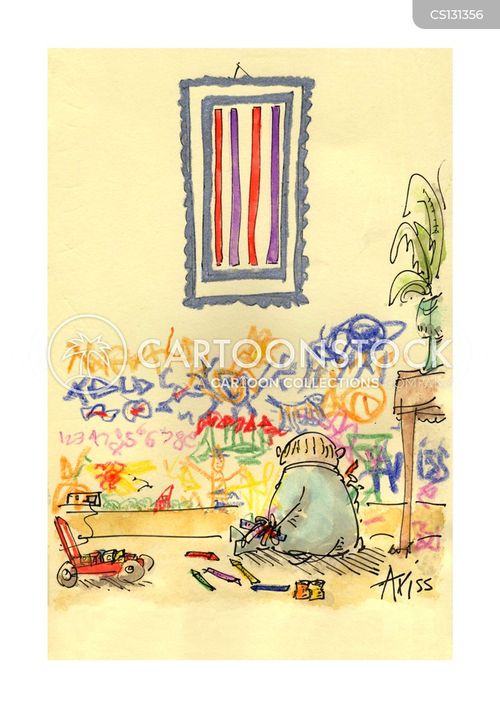 Drawing On Walls Cartoons and Comics funny pictures from CartoonStock