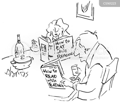 Reading Eating Reading While Eating Cartoons and Comics - funny pictures from CartoonStock