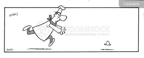 Cook Rushing Cartoon Runaway Chef Cartoons and Comics - funny pictures from CartoonStock