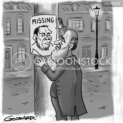 charles darwin cartoon with missing link and the caption Missing Link Poster by Clive Goddard