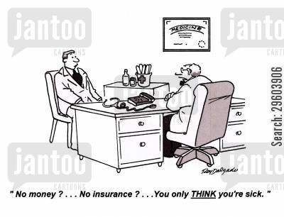 Image result for Cartoon no health insurance