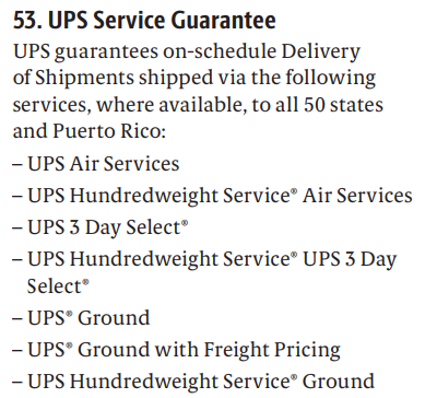 UPS Service Guarantee