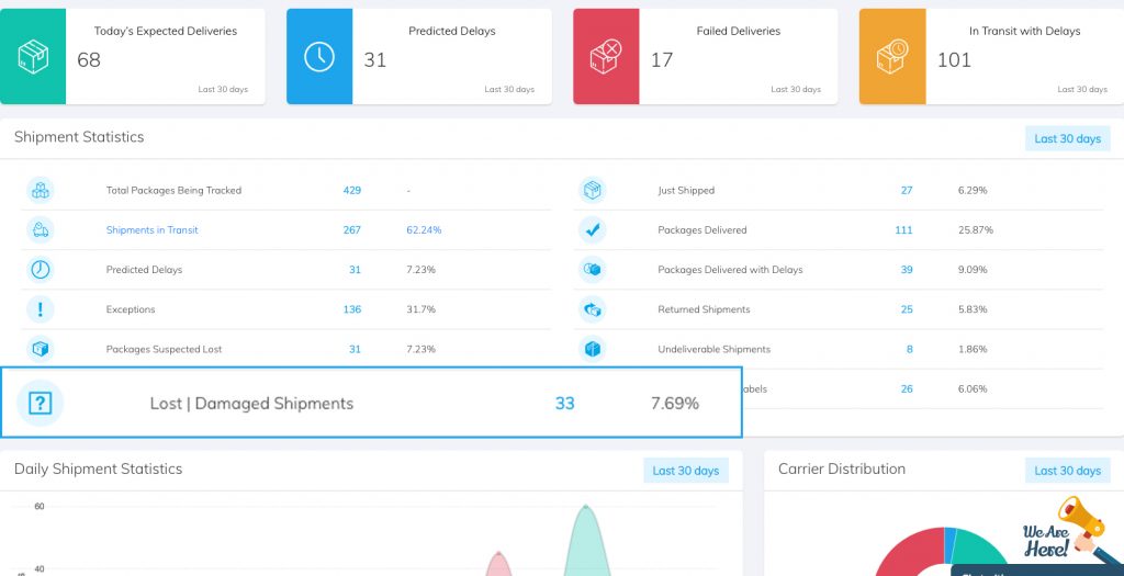 LateShipment.com dashboard