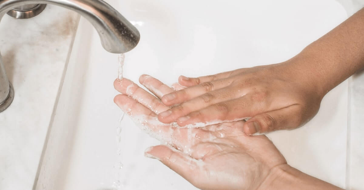 Person washing hands