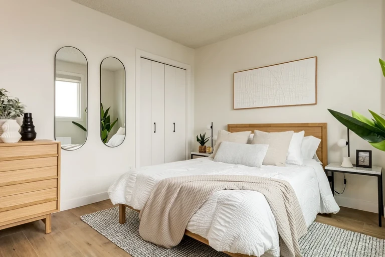 Comfortable size bedroom at The SunRise in Edmonton.