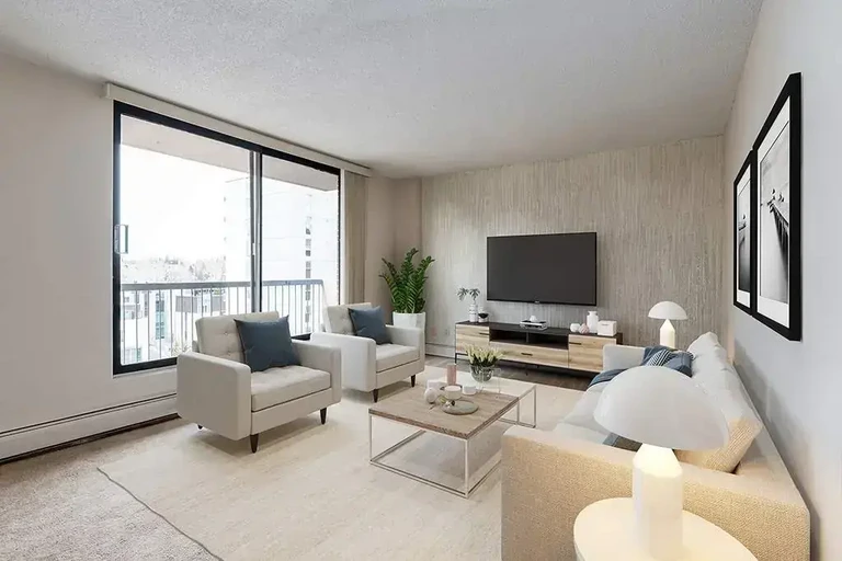 Inviting living room space at Westside Apartments in Calgary.