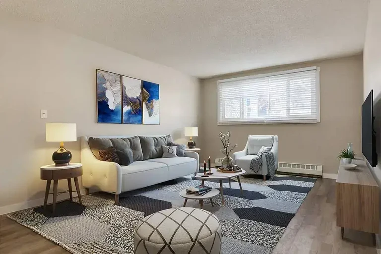 Spacious living room at Aiva Manor in Edmonton