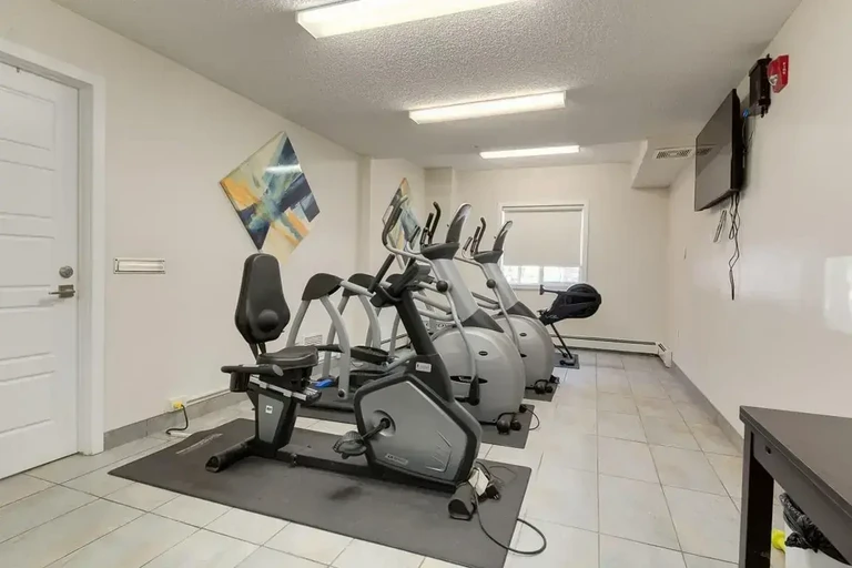 Well-equipped gym at Avalon Court in Edmonton.