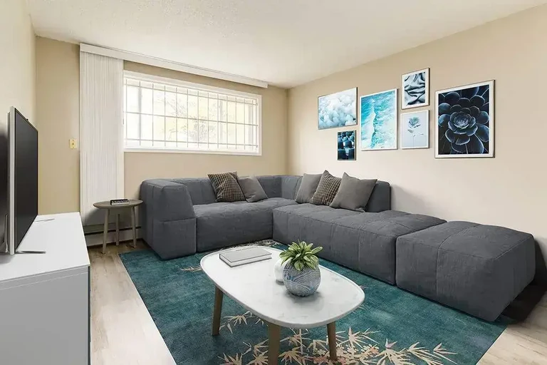 Spacious bedroom at Beaumont Manor apartments in Edmonton.
