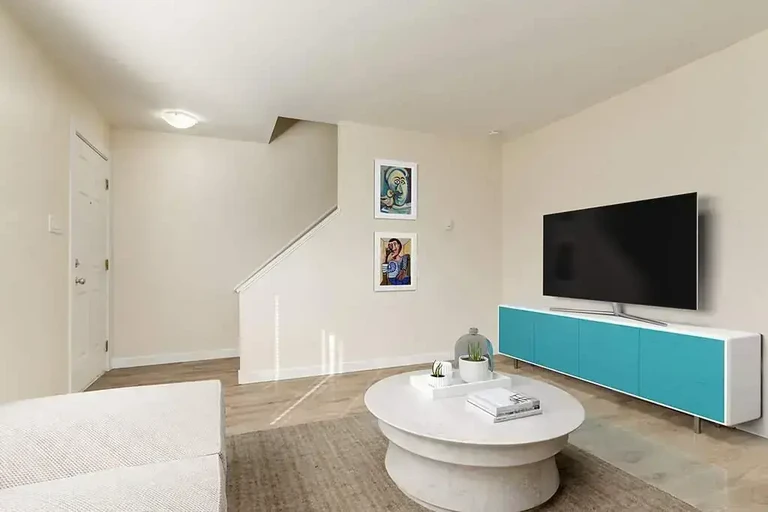 Comfortable living room at Delton Townhomes in Edmonton.