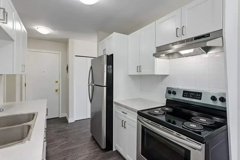 Galley style kitchen at Belfast Court in Medicine Hat.