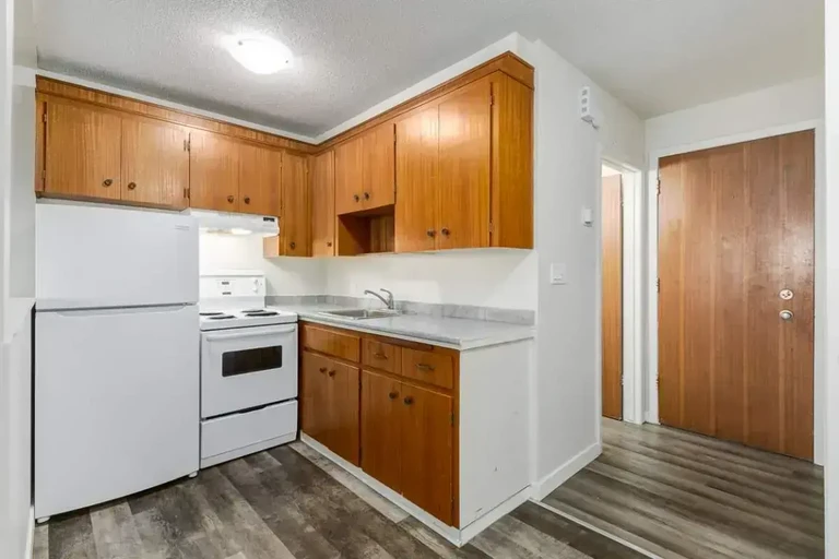 Open-layout kitchen at Angus Lodge in Regina.