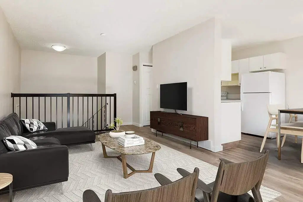 Inviting living room space at Declan Villa in Camrose.