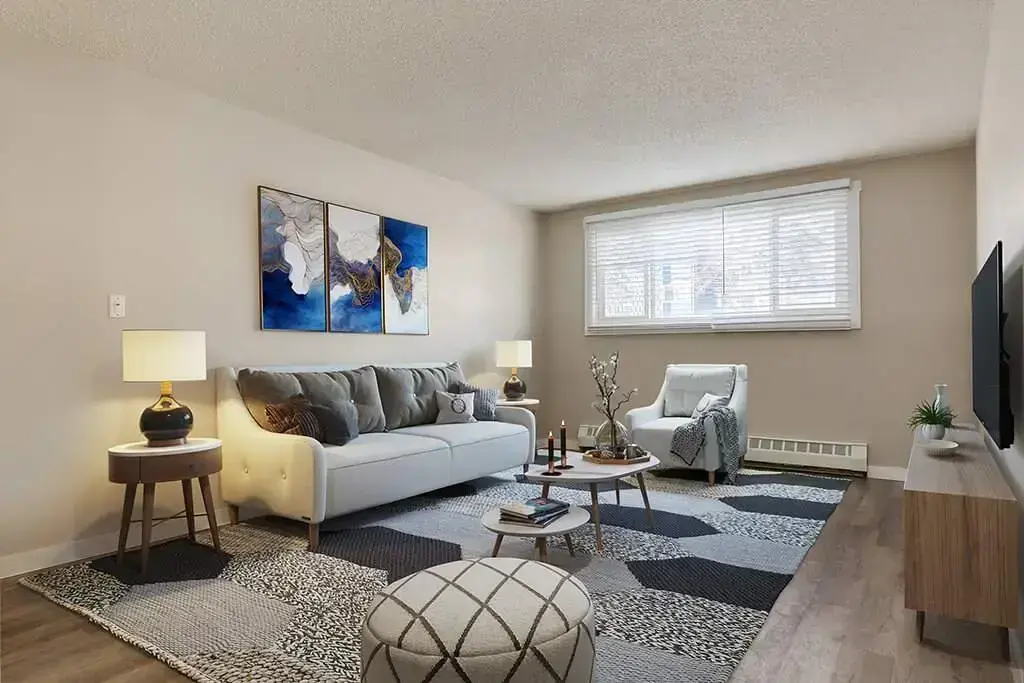 Spacious living room at Aiva Manor in Edmonton