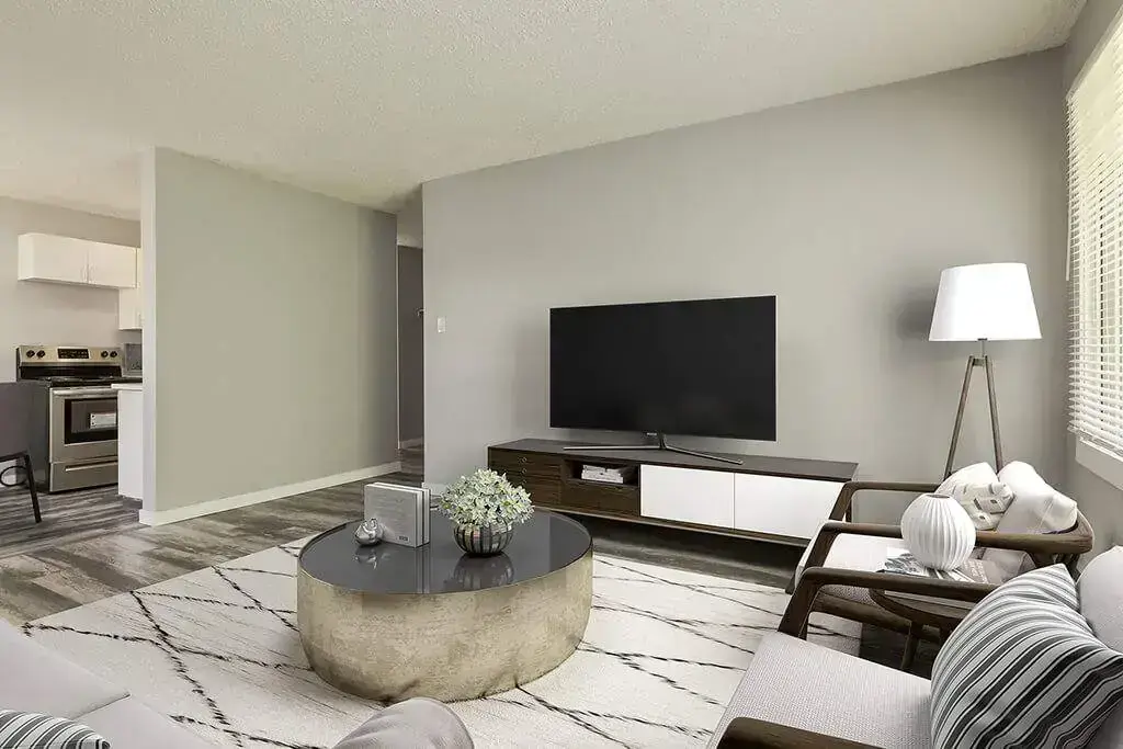 Open living room space at Lenita Manor in Edmonton.