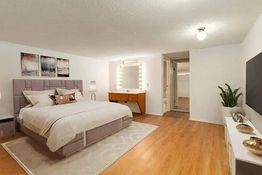 Comfortable size of bedrooms at Bel-Aire Apartments in Lethbridge.