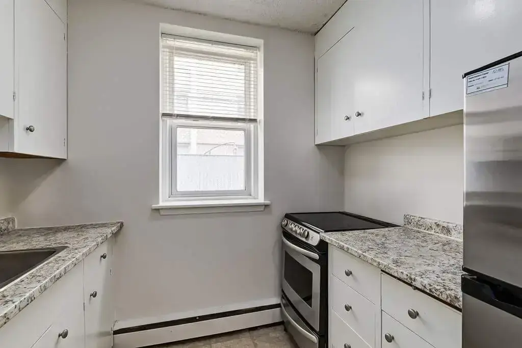 Galley style kitchen at Berkeley Manor in Saskatoon.