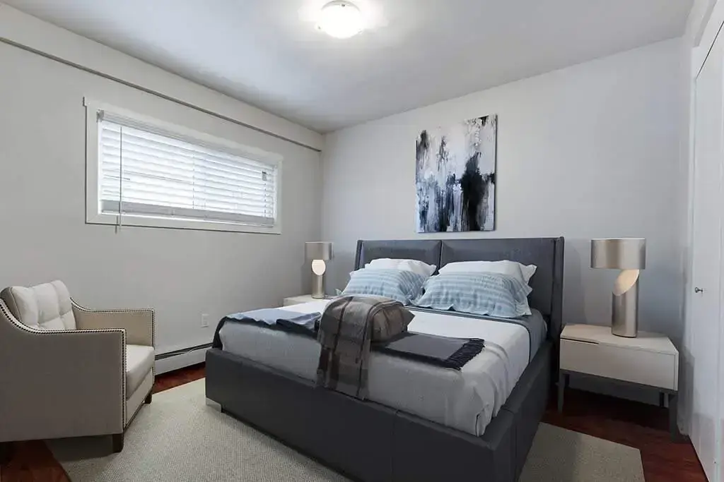 Comfortable bedrooms at Casablanca & Casanova Apartments in Saskatoon.