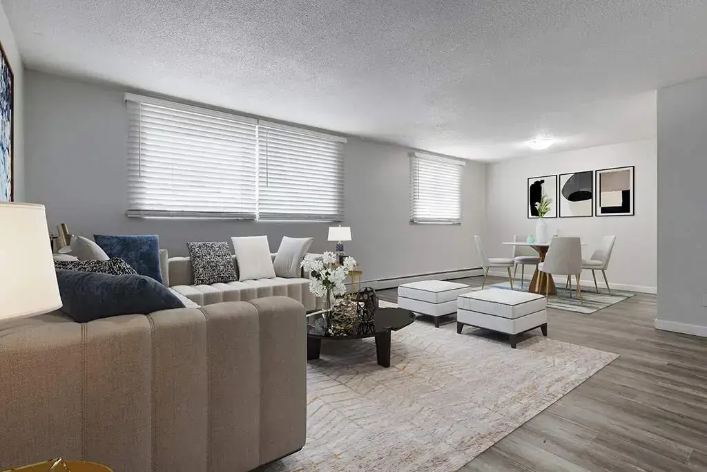 Open-layout apartment for rent at Mitchell Manor in Saskatoon.