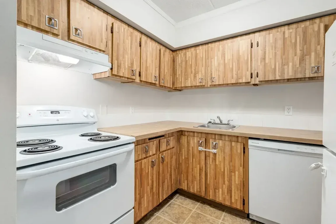 Open-layout kitchen at King's Alley in Calgary.