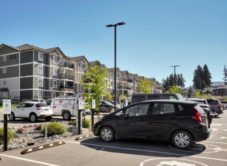 A parked car charging