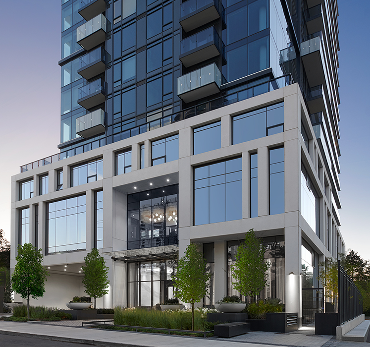 Large luxury apartment building.