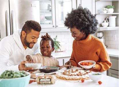 A family having dinner