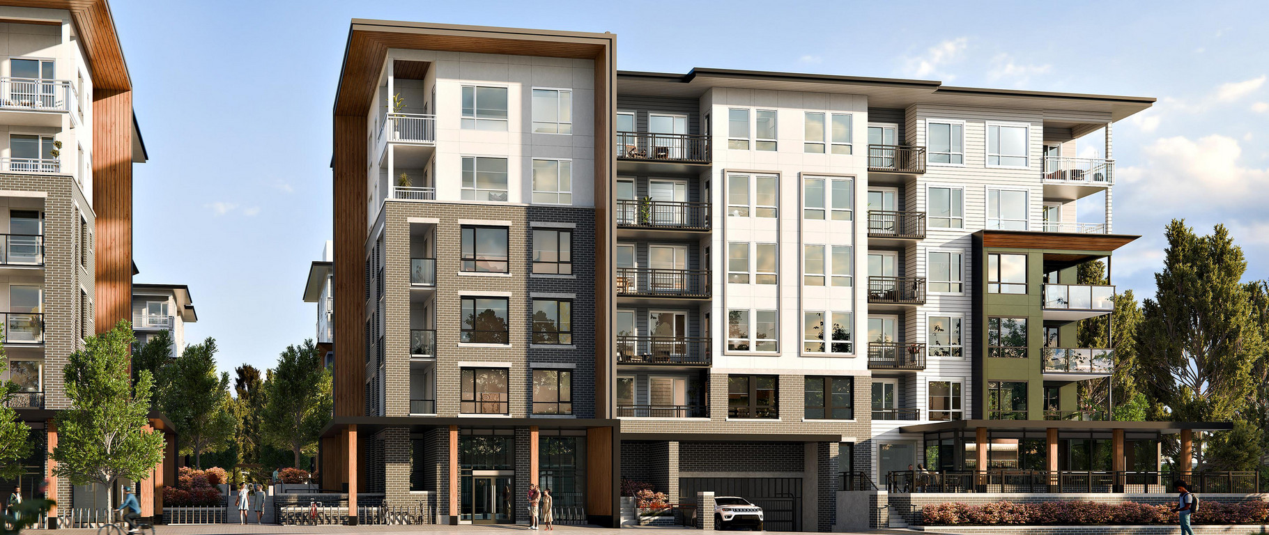 Exterior of Avira apartment building