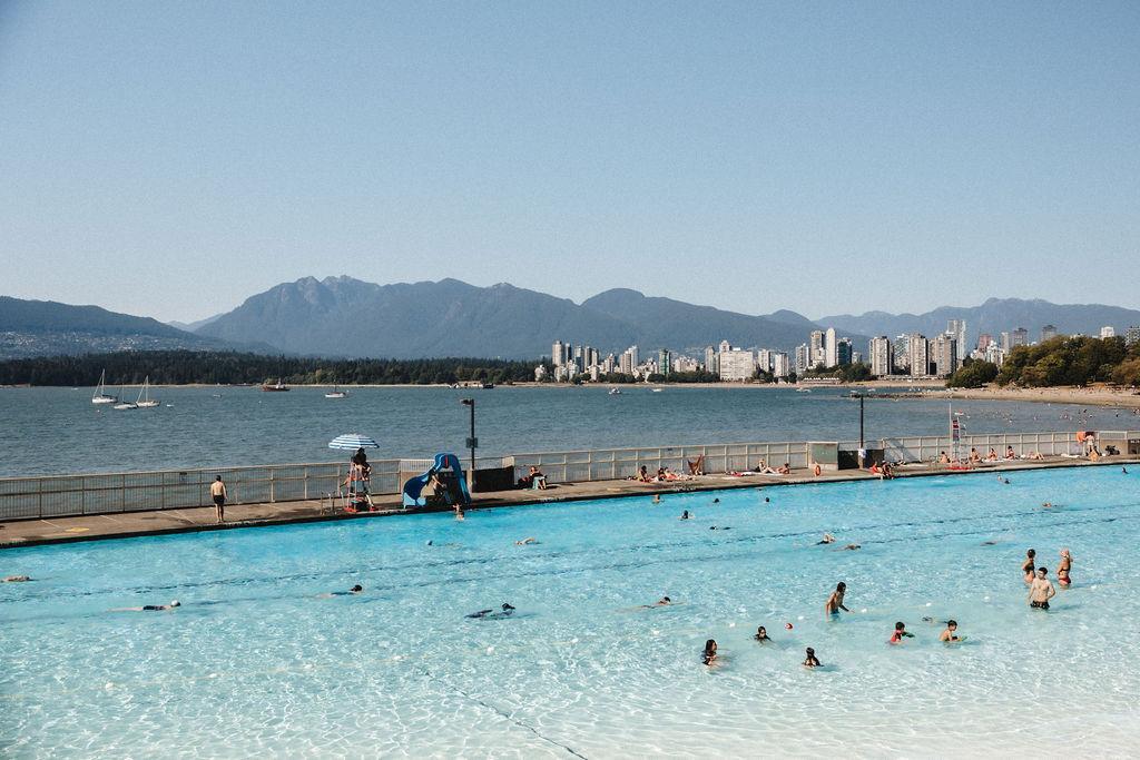 Kits Pool + Beach with city background