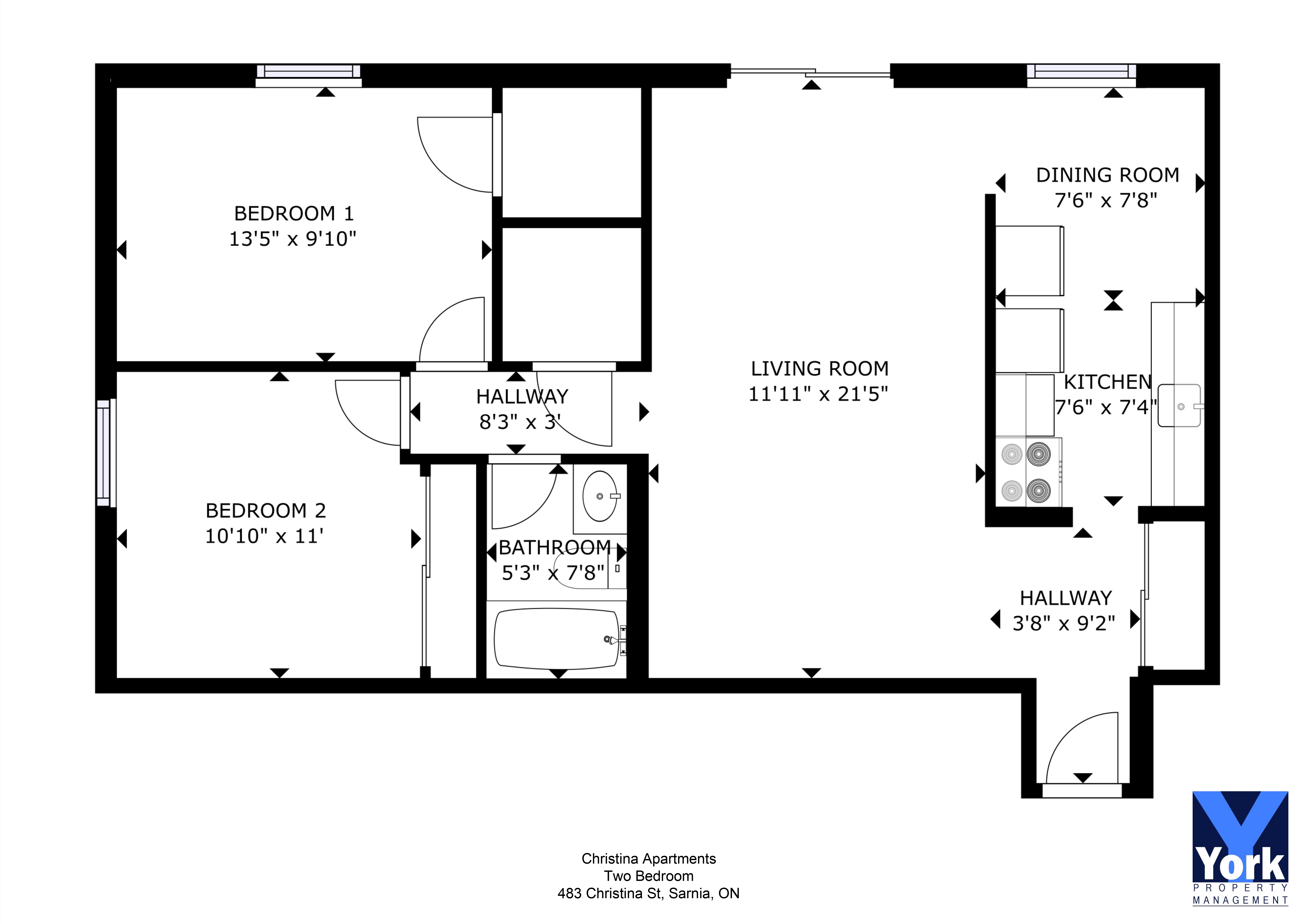 Christina One and Two Bedroom Apartments Sarnia ON York Property