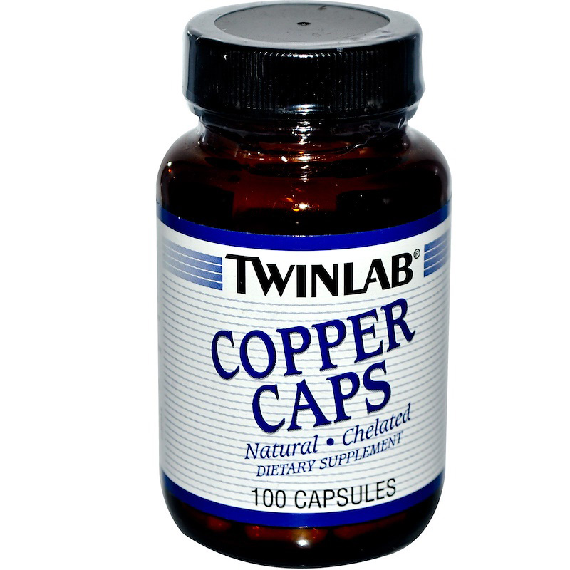 Twinlab Copper Caps Natural Chelated Dietary Supplement 2 mg 100